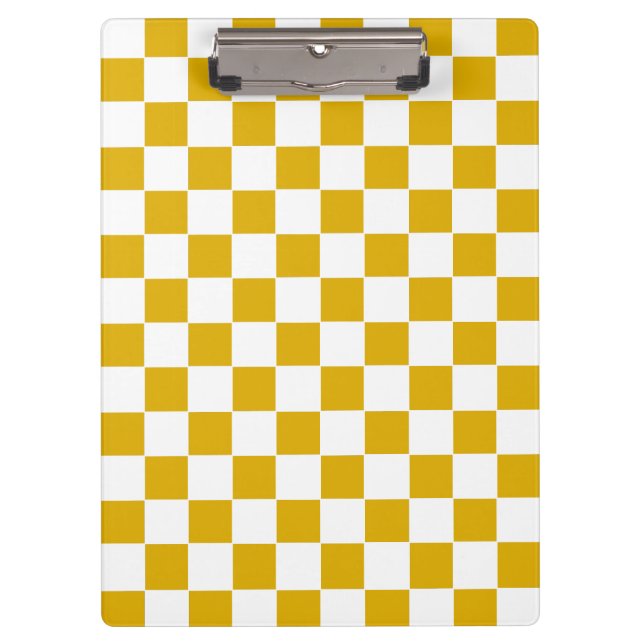 Porte-bloc Jaune moutarde et blanc à carreaux (Devant)
