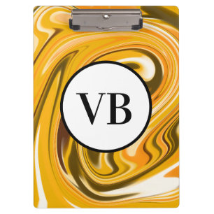 Porte-bloc Jaune Noir coulée de marbre acrylique ajoutez nom