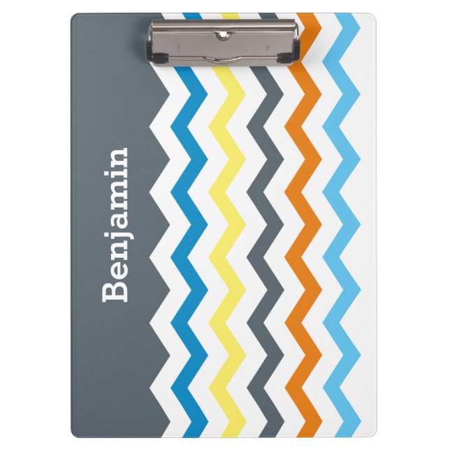 Porte-bloc Jaune orange bleu gris personnalisé de Chevron (Devant)