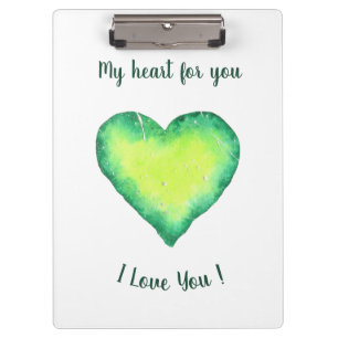 Porte-bloc Je t'aime mignon Coeur Vert et Bleu Anniversaire