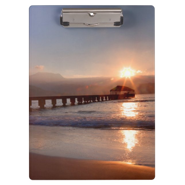 Porte-bloc Jetée de plage au coucher du soleil, Hawaï (Devant)