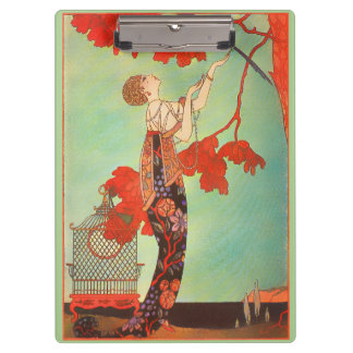 Porte-bloc Joli Art Nouveau français Cage à oiseaux perroquet