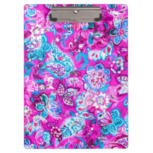 Porte-bloc Joli bleu rose fleurs motif