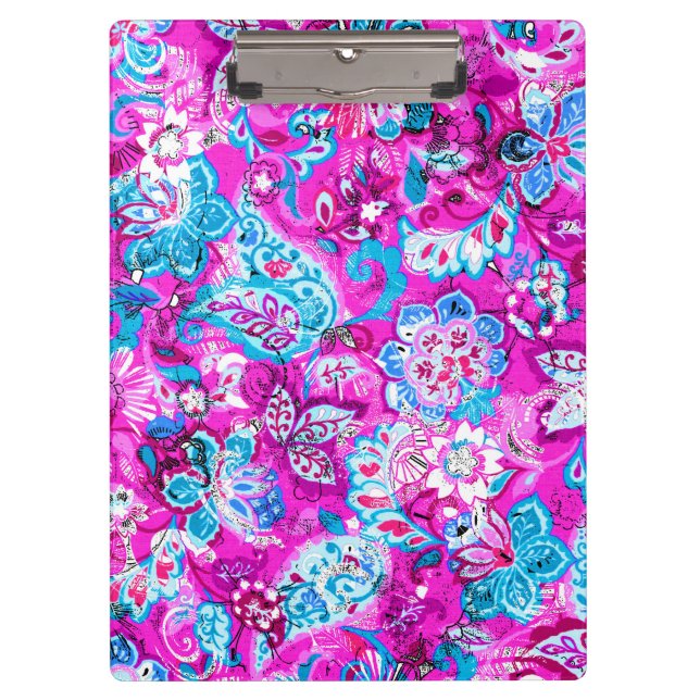 Porte-bloc Joli bleu rose fleurs motif (Devant)