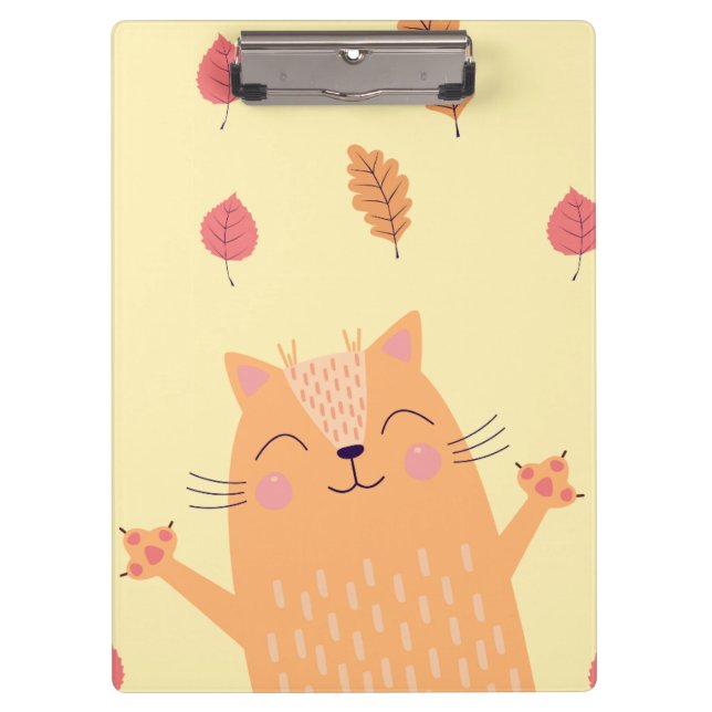 Porte-bloc Joli Chat Orange Gingembre Jouant dans les Feuille (Devant)