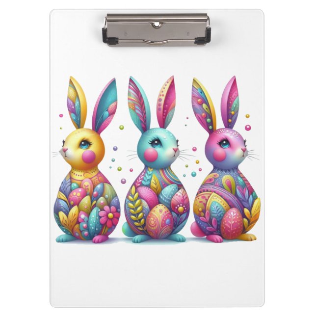 Porte-bloc Joli, coloré 3 lapin de Pâques (Devant)