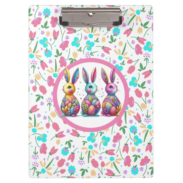 Porte-bloc Joli, coloré 3 lapin de Pâques (Devant)