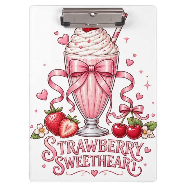 Porte-bloc Joli dessert de milkshake rose à la fraise (Devant)