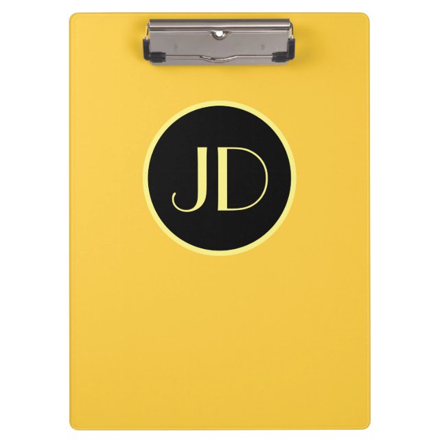 Porte-bloc Joli Monogramme Jaune Avec Texte Jaune (Devant)