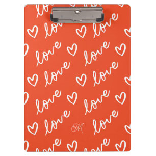 Porte-bloc Joli Monogramme Rouge Lettres Amour & Doodles Coeu