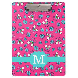 Porte-bloc Joli motif de monogramme avec arc-en-ciel et coeur