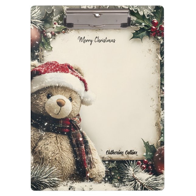 Porte-bloc Joli Noël Teddy Bear Illustration Design (Devant)
