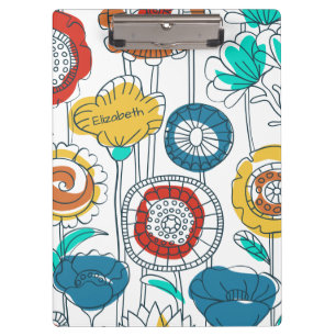 Porte-bloc Joli nom personnalisé abstrait Fleurs modernes Mon