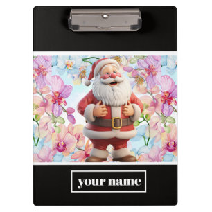 Porte-bloc Joli Père Noël fantaisiste avec des fleurs