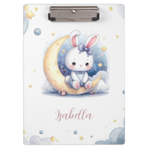 Porte-bloc joli petit lapin assis sur la lune