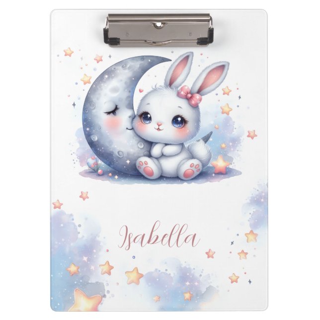 Porte-bloc joli petit lapin et la lune  (Devant)