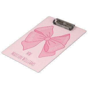 Porte-bloc Joli Ruban Rose Monogramme et Nom de Fille