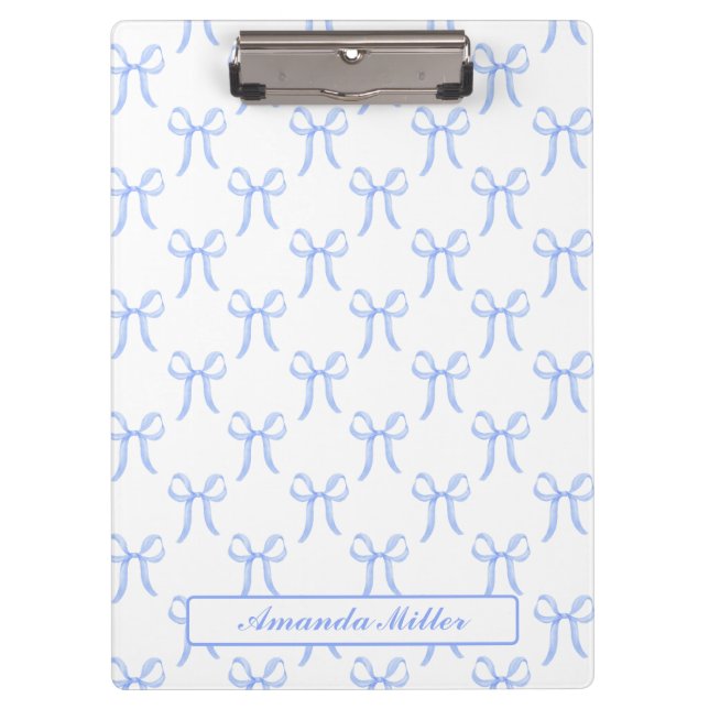 Porte-bloc Joli Rubans Bleu Mignon Coquette Monogramme (Devant)