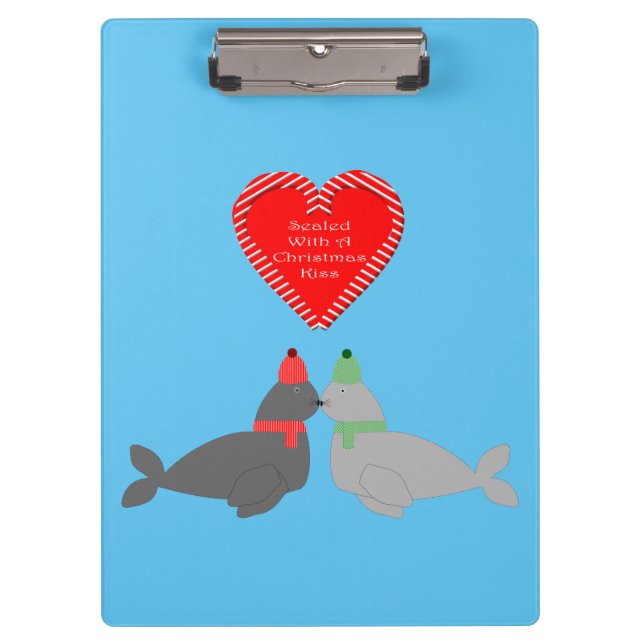 Porte-bloc Joli Seals de baiser de Noël (Devant)