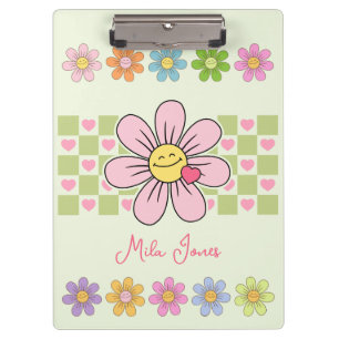 Porte-bloc Joli sourire aux fleurs Nom personnalisé