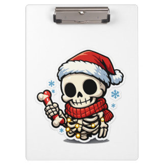 Porte-bloc Joli squelette de Noël tenant un bonbon canne Kawa