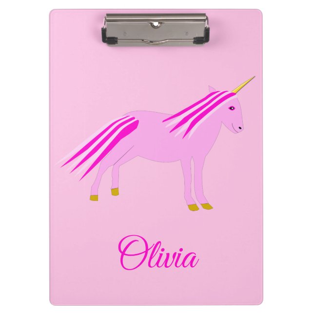 Porte-bloc Jolie fille rose bébé Unicorn personnalisée (Devant)