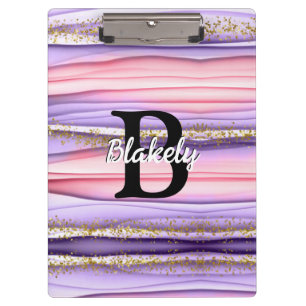 Porte-bloc Jolie fille rose et violet Monogramme initial