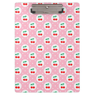 Porte-bloc Jolies cerises vintage d'été sur fond rose clair