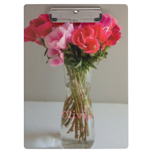 Porte-bloc Jolies Fleurs Pour Février Photo+Nom Personnalisé
