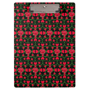 Porte-bloc Jolies Roses Cœurs Rouges Noir Mignon Saint-Valent