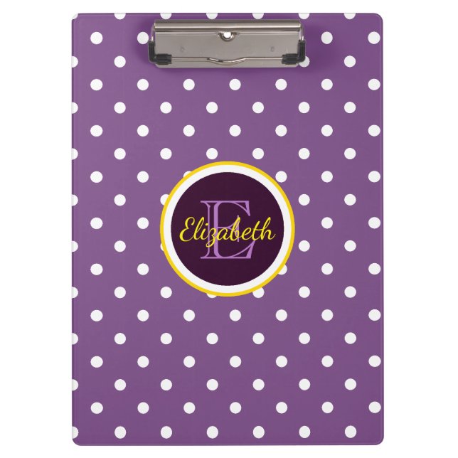 Porte-bloc Jolis points noirs violets monogrammés (Devant)