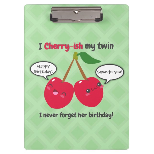 Porte-bloc Jote Red Cherry Kawaii Twins Anniversaire (Devant)
