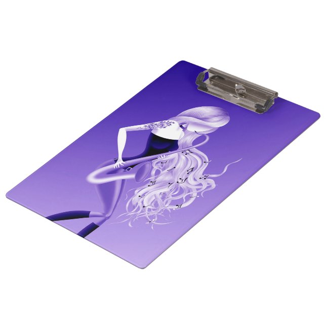 Porte-bloc Joueuse de saxophone Musicienne Bleuet (Incliné)