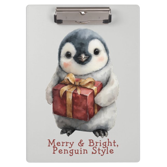 Porte-bloc Joyeux et brillant pingouin Noël (Devant)