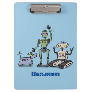 Porte-bloc Joyeux joli dessin de trois robots trio