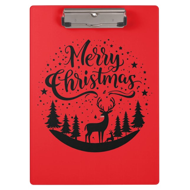 Porte-bloc Joyeux Noël classique Cerfs et Arbre Design Art (Devant)