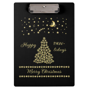 Porte-bloc Joyeux Pawlidays, Or brillant Paw sapin de Noël