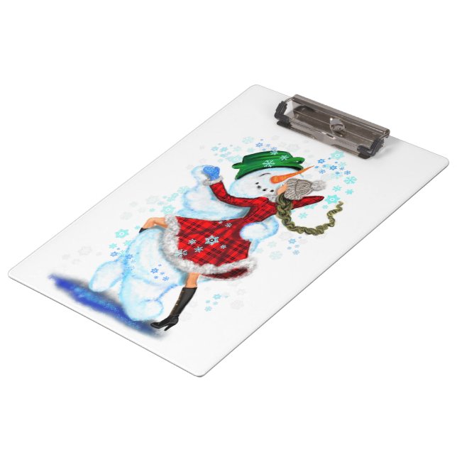 Porte-bloc Joyeux Snowman et Fille Dance Tango fête de Noël (Incliné)