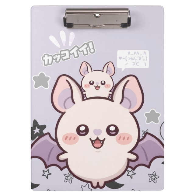 Porte-bloc Kawaii Pastel Lavender Bat Aesthetic Clipboard (Devant)
