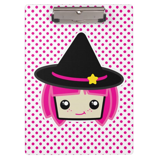 Porte-bloc Kawaii Pink Haired Witch Clip Board (Devant)