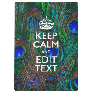 Porte-bloc Keep Calm and Your Text on Peacock Feathers
