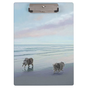 Porte-bloc Keeshonds at the Seashore Peinture Dog Art