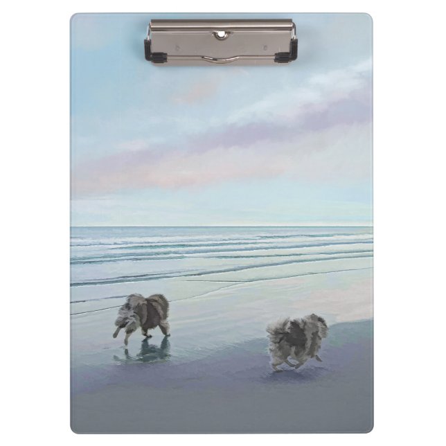 Porte-bloc Keeshonds at the Seashore Peinture Dog Art (Devant)