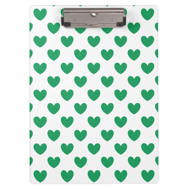 Porte-bloc Kelly Coeurs polka vert sur blanc (Devant)