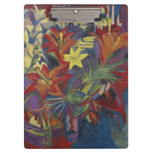 Porte-bloc Kirchner Expressionniste Lys Orange Vibrants Art (Devant)