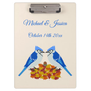 Porte-bloc Kissing Blue Jays Mariage de automne personnalisé