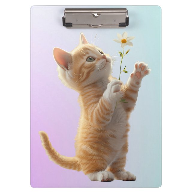 Porte-bloc Kitten avec fleur (Devant)