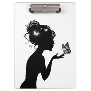 Porte-bloc La femme papillons blancs