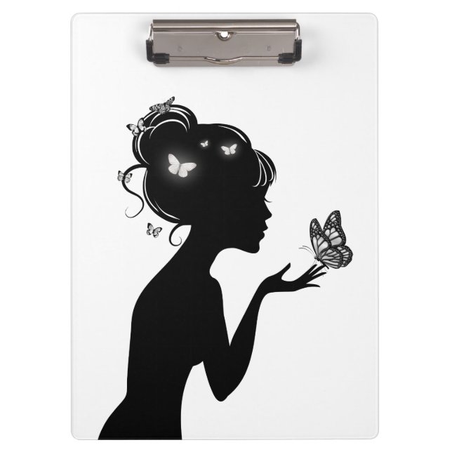 Porte-bloc La femme papillons blancs (Devant)