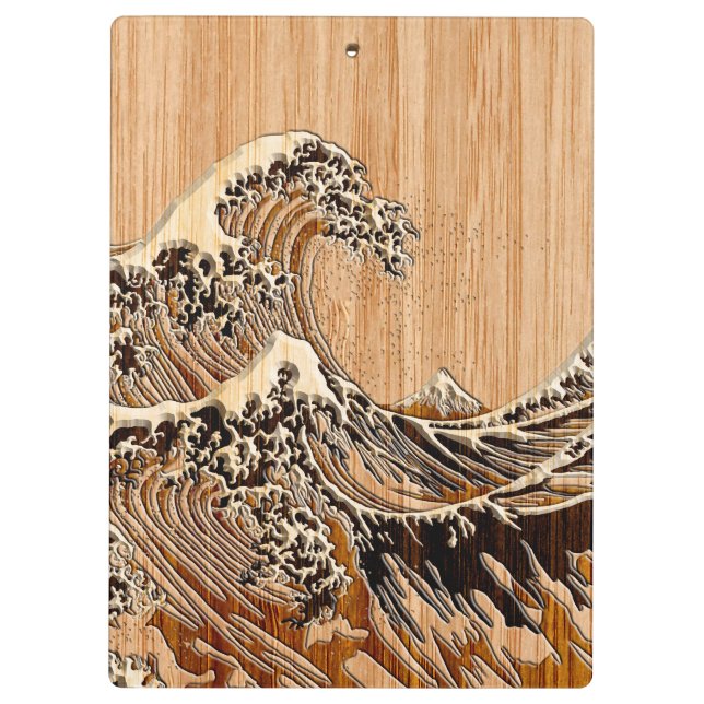 Porte-bloc La Grande Vague de Hokusai Style Bois de Bambou (Dos)